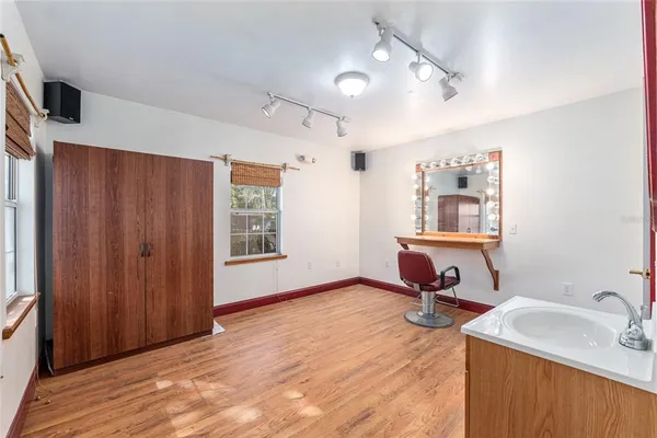 an empty room with windows