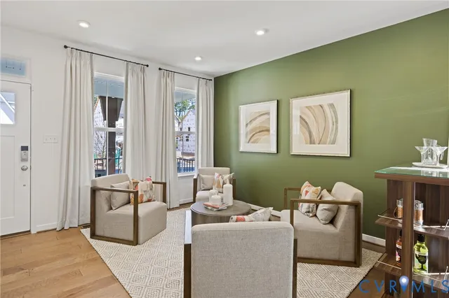 a living room with furniture