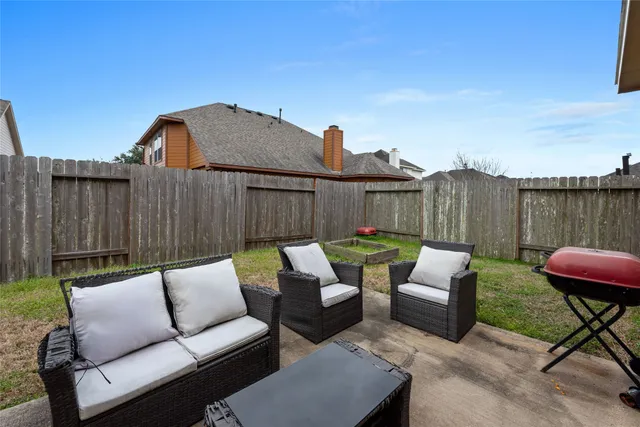 a outdoor living space with furniture