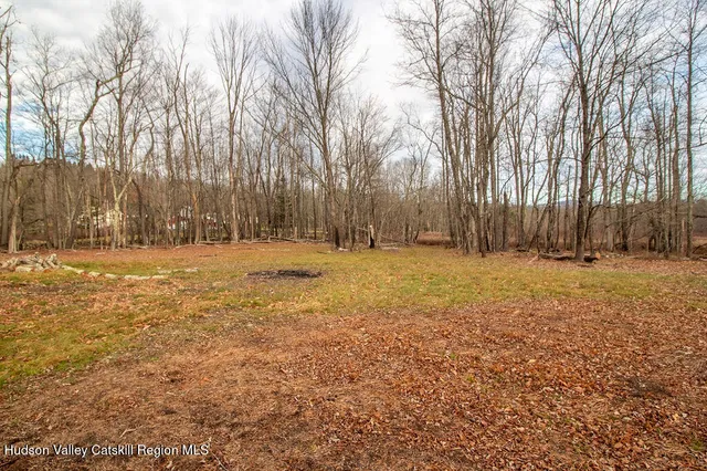 a backyard of house with trees