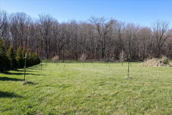 a view of outdoor space with deck and yard