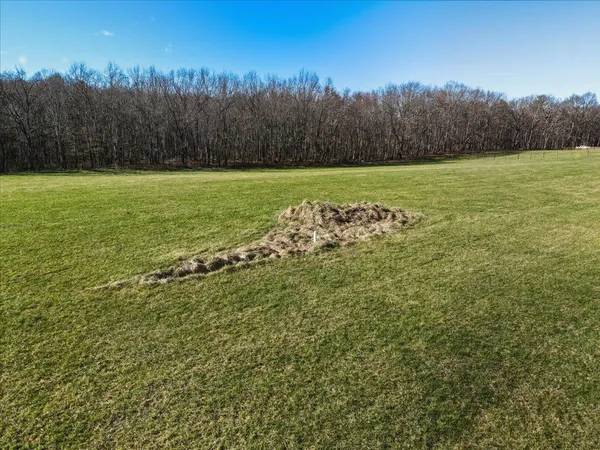 a view of a field with an ocean