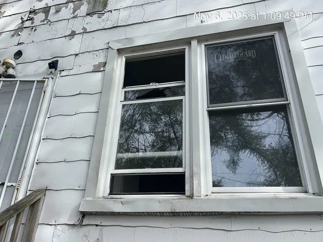 a view of wooden door