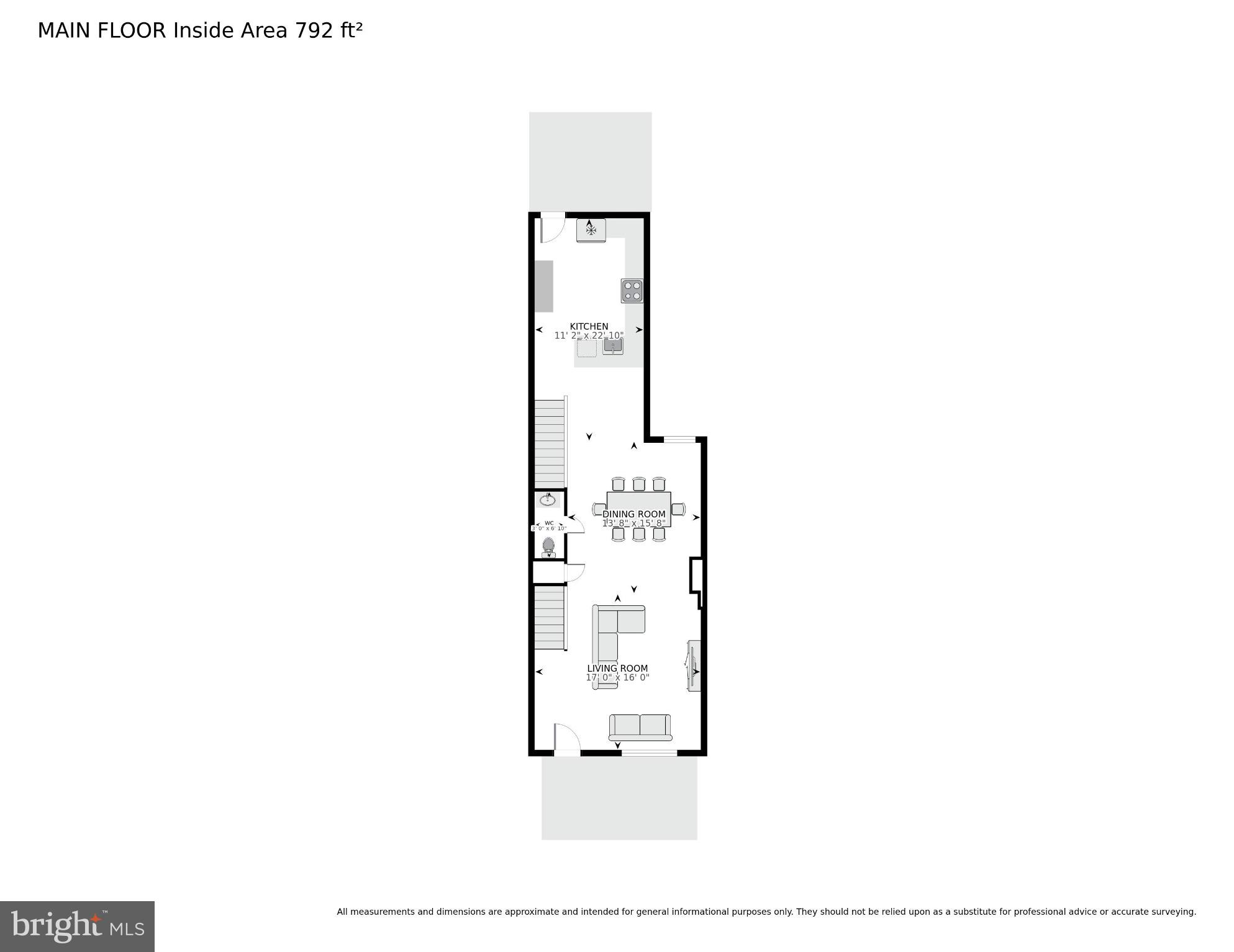 3712 13th Street Northwest Washington, DC 20010 - Photo 31 of 35 Main floor layout: 792 sq ft of potential.