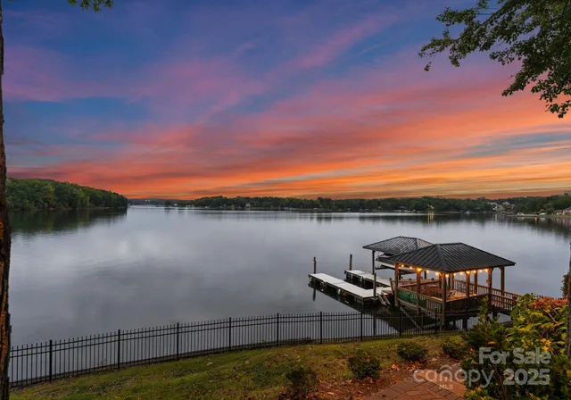 a view of a lake with a outdoor space