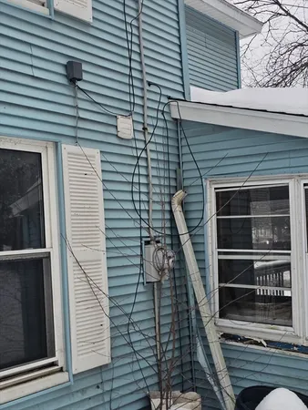 a front view of a house with a space