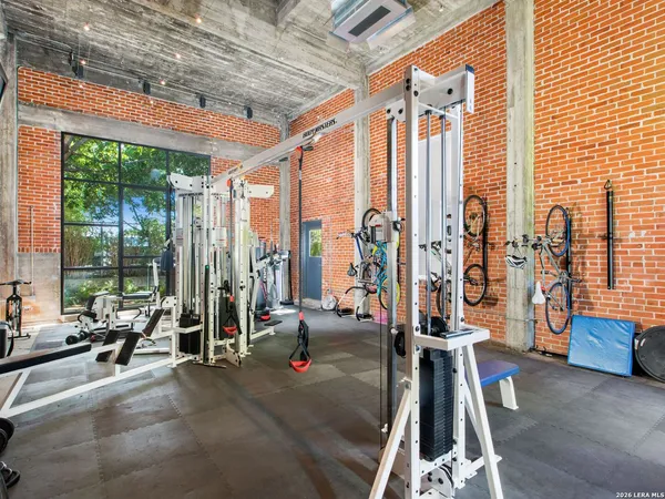 a view of a room with gym equipment