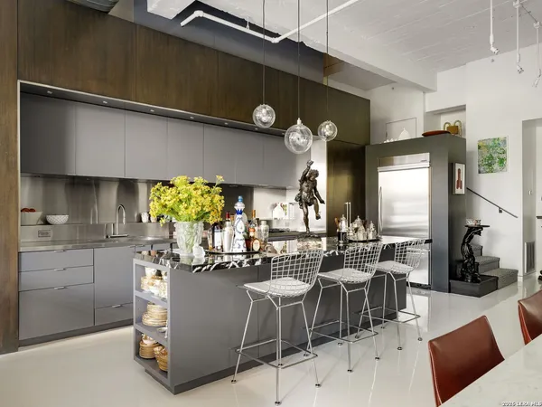 a kitchen with lots of counter top space