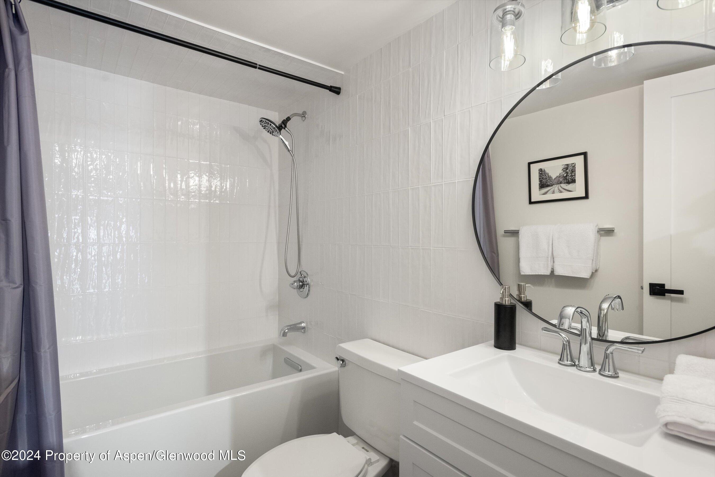 1039 East Cooper Avenue, Unit 19B Aspen, CO 81611 - Photo 10 of 13 a bathroom with a sink toilet and shower