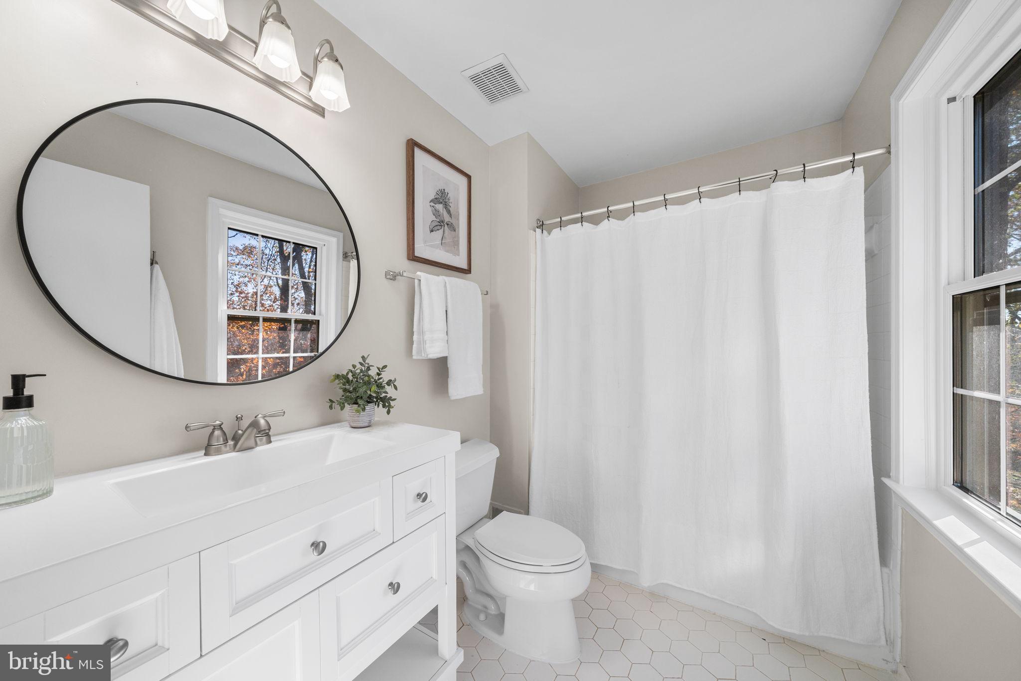 5658 Sutherland Court Burke, VA 22015 - Photo 15 of 30 a bathroom with a sink a mirror a toilet and a mirror