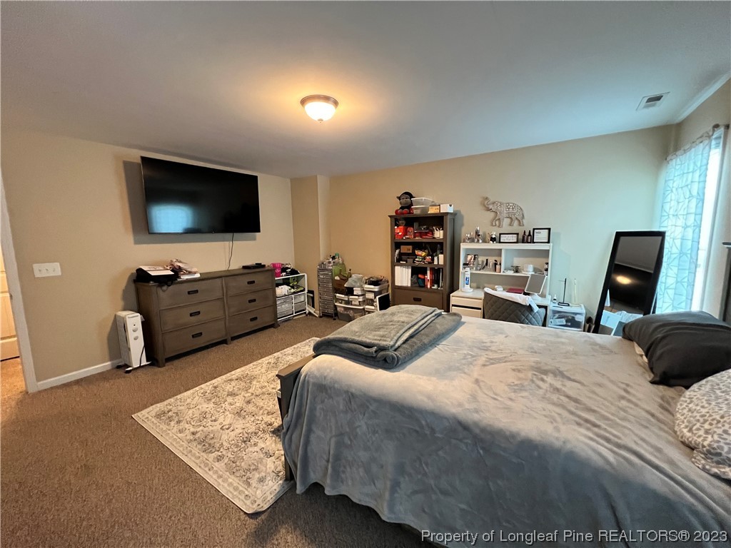 73 Blue Bay Lane Cameron, NC 28326 - Photo 38 of 42 a bedroom with a bed and flat screen tv