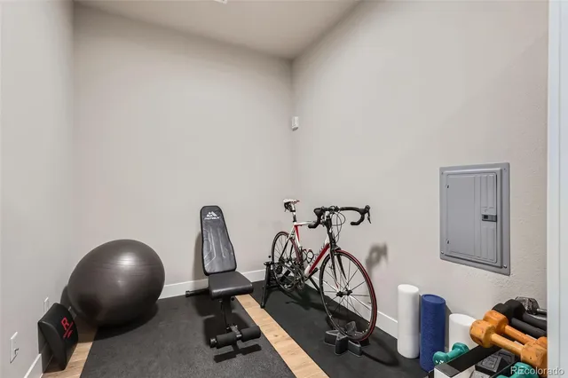 a room with gym equipment