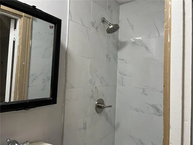 a bathroom with a shower