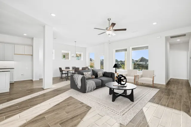 a living room with furniture