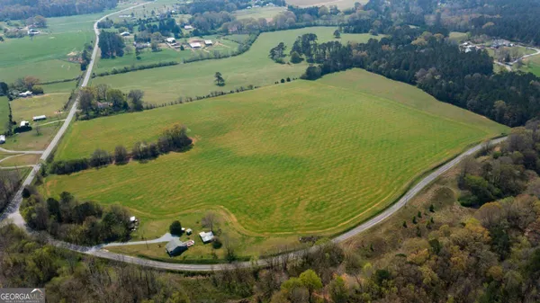 a view of a swimming pool with a yard