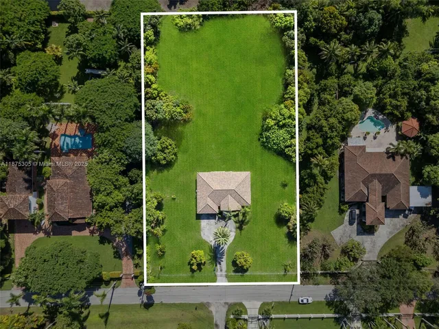 an aerial view of a house