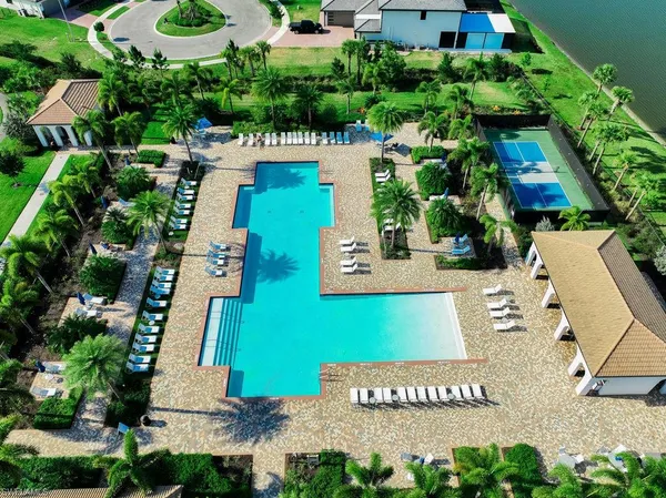 an aerial view of a house with a garden