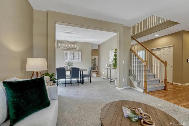 a living room with furniture