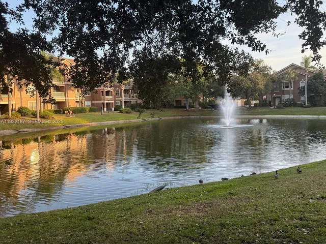 a view of a lake with houses