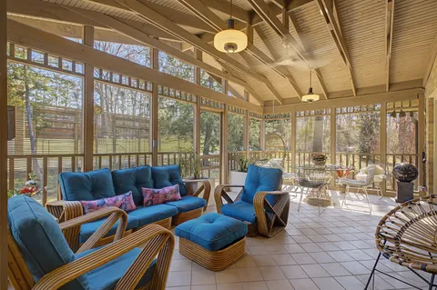 a living room with furniture