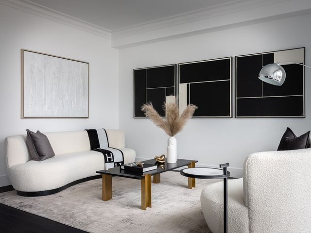 a living room with furniture