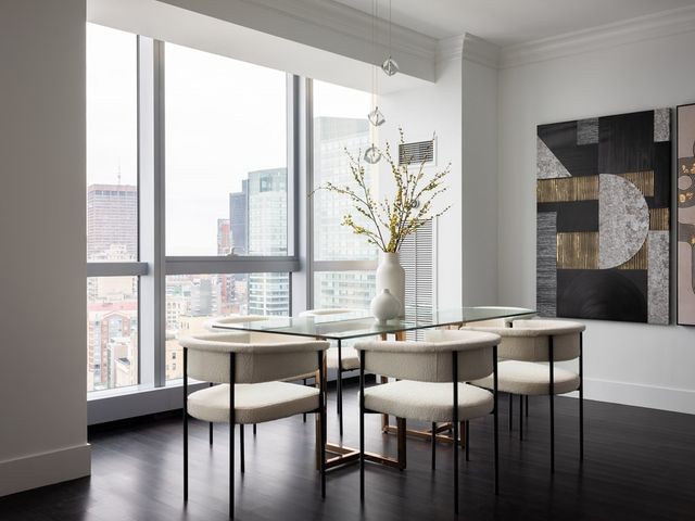 a workspace with furniture window and outside view