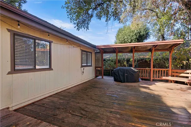 a view of a porch with a bench