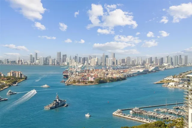 a view of a lake with a big yard