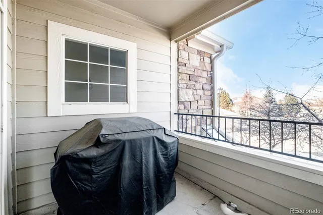 a view of a balcony and window