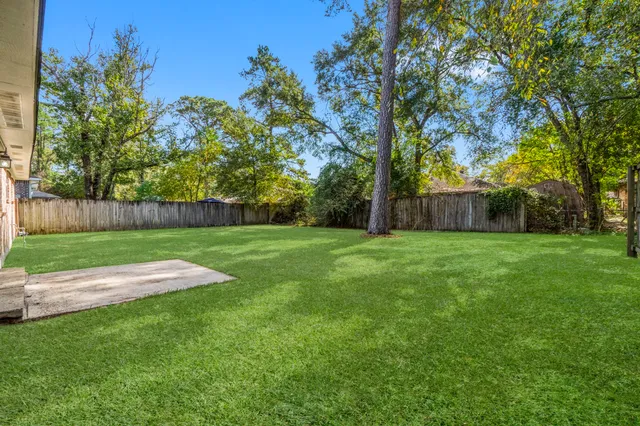 a view of backyard with green space