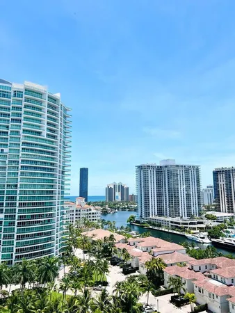 a view of a city with tall buildings
