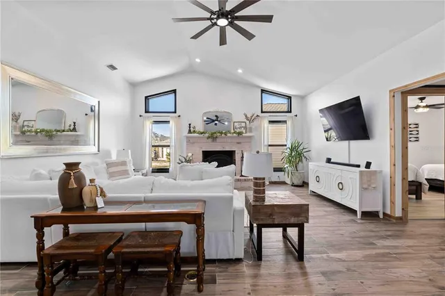 a living room with furniture