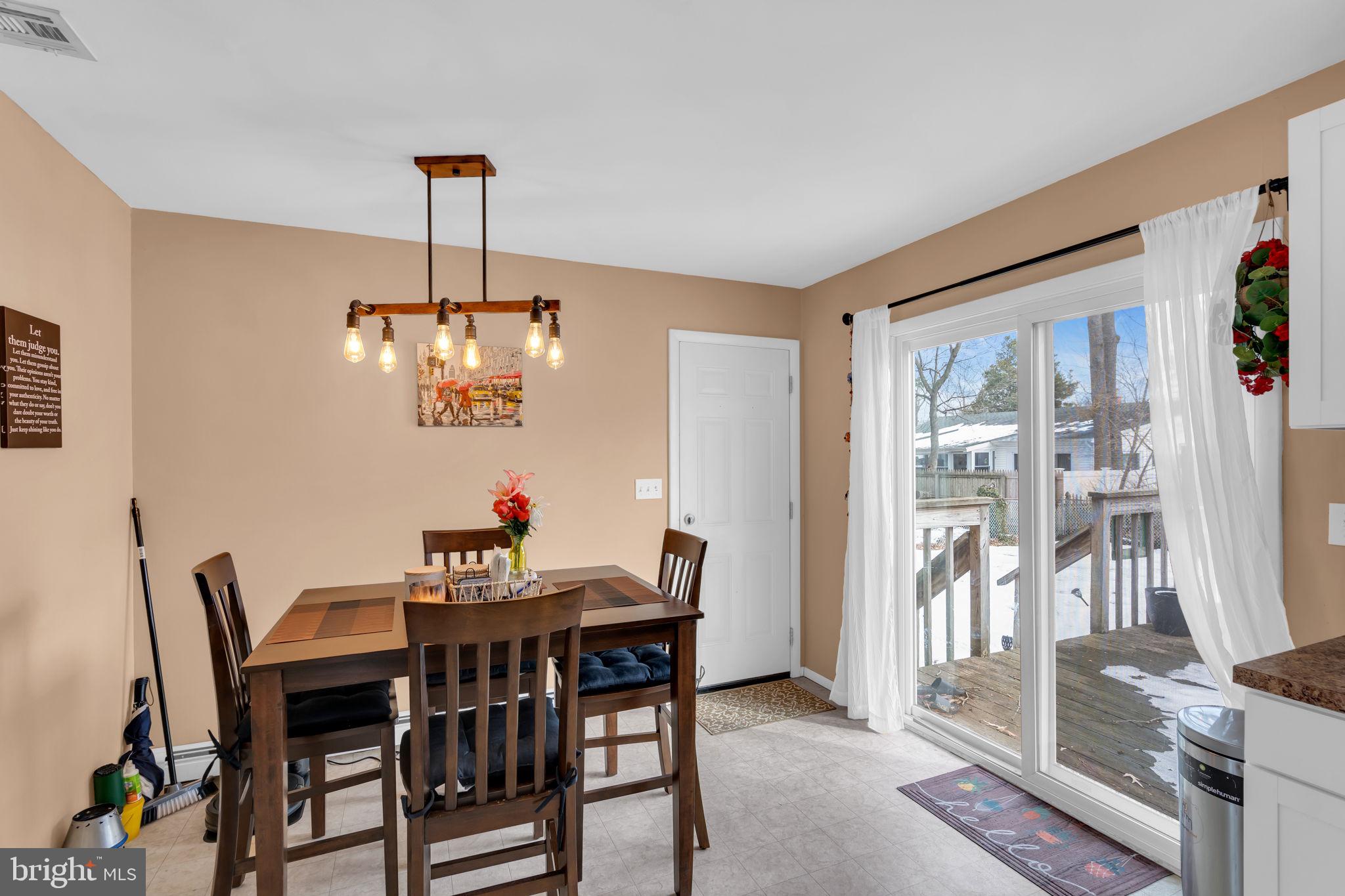 463 Ensign Road Forked River, NJ 08731 - Photo 11 of 21 a view of a dining room with furniture wooden floor and a chandelier