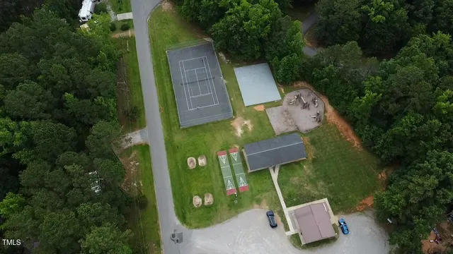 an aerial view of a house