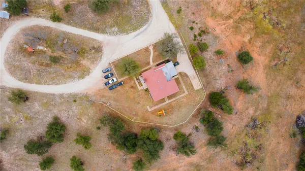an aerial view of a house
