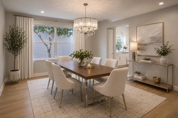 a kitchen with sink refrigerator and cabinets