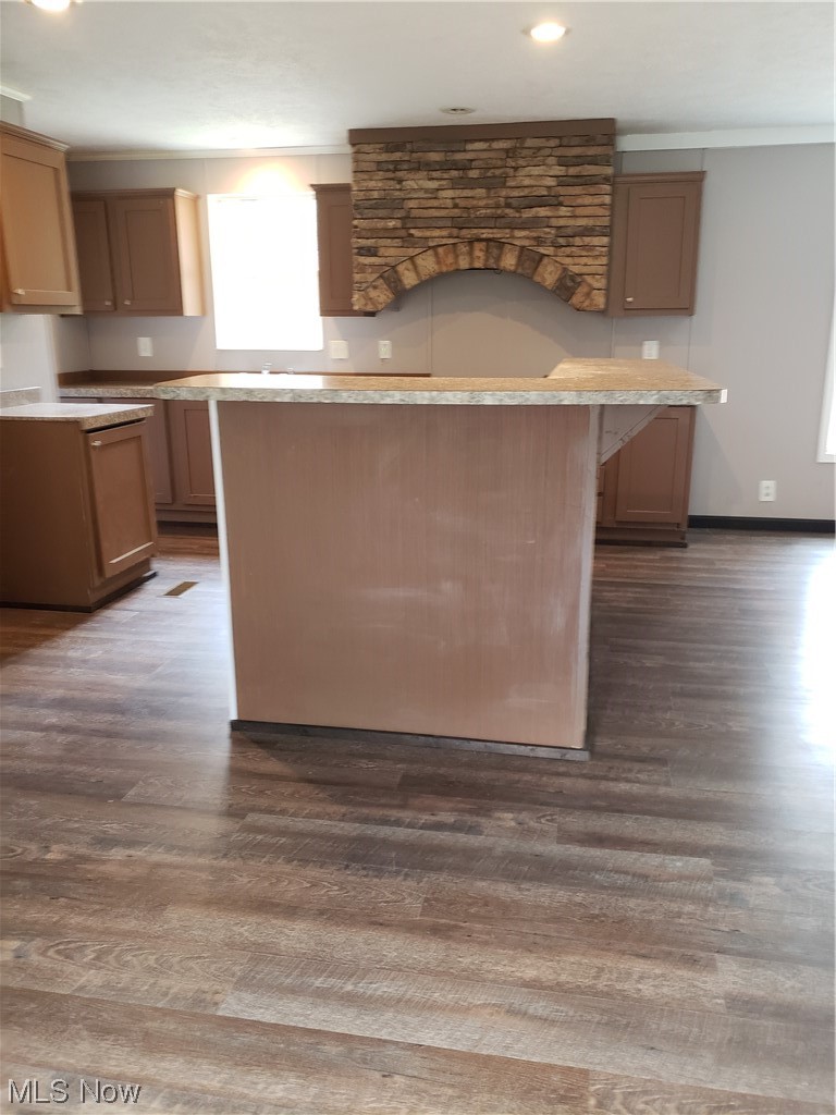 2768 Liverpool Road Le Roy, WV 25252 - Photo 7 of 18 Kitchen with a center island and dark hardwood / wood-style floors