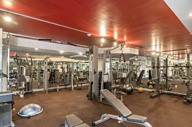 a view of a room with gym equipment