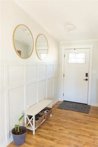 a view of road with large trees