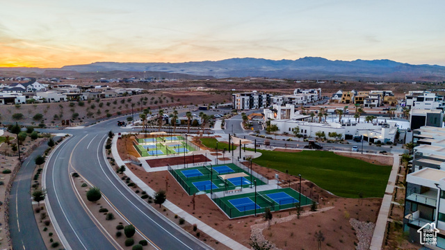 961 West Akoya Pearl Road, Unit 201 St. George, UT 84790 - Photo 60 of 67 Aerial view at dusk of a mountain view and a residential view