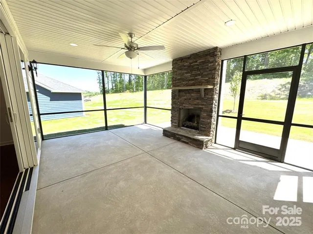 a living room with a large window