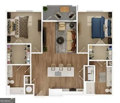 a view of a big building with a big yard