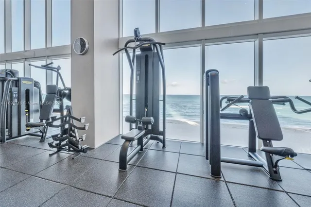 a view of a room with gym equipment