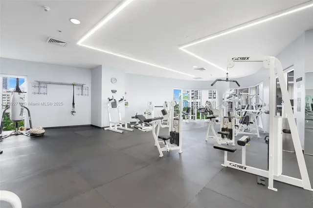a view of a room with gym equipment