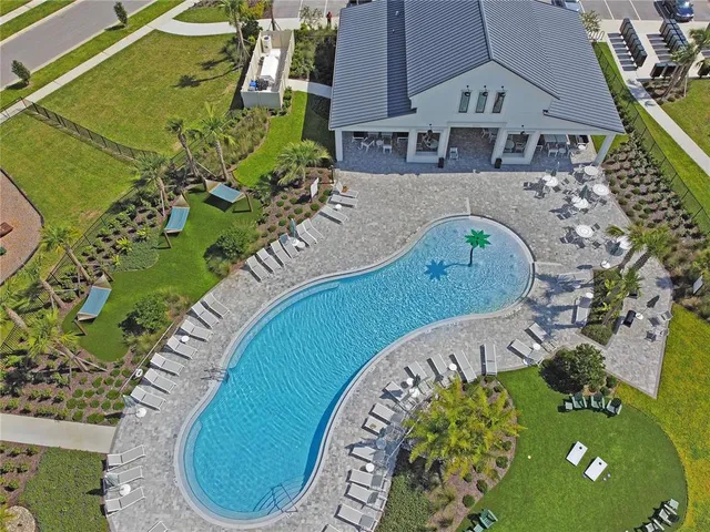 an aerial view of a house