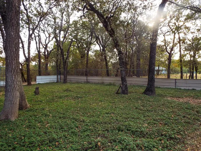 a view of outdoor space with trees all around