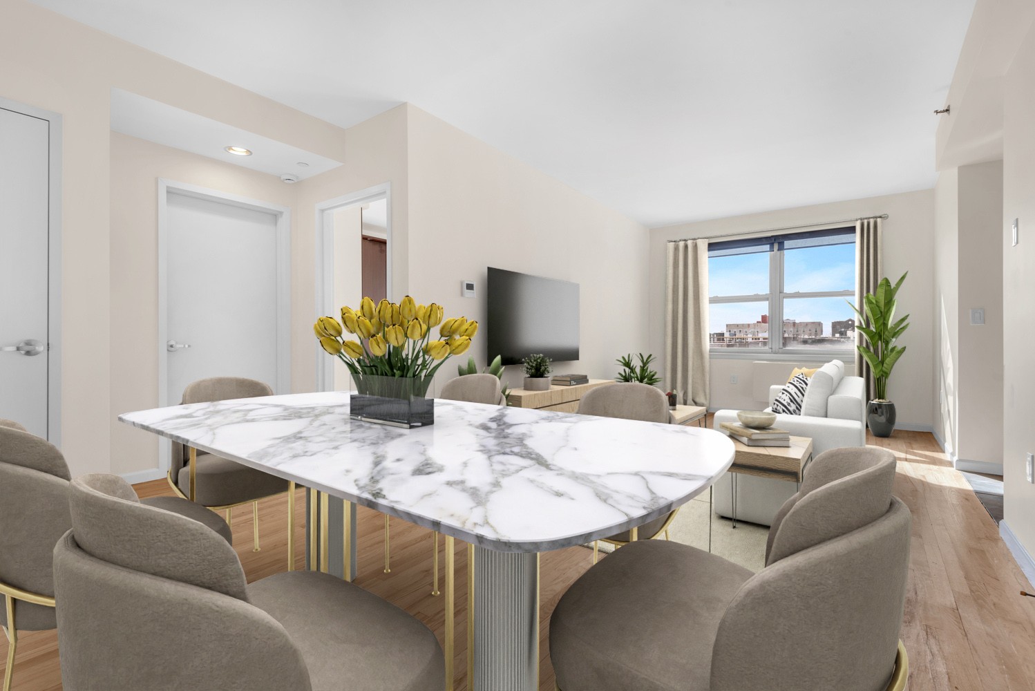 41-02 Queens Boulevard, Unit 5E Queens, NY 11104 - Photo 4 of 7 a view of a dining room with furniture and window