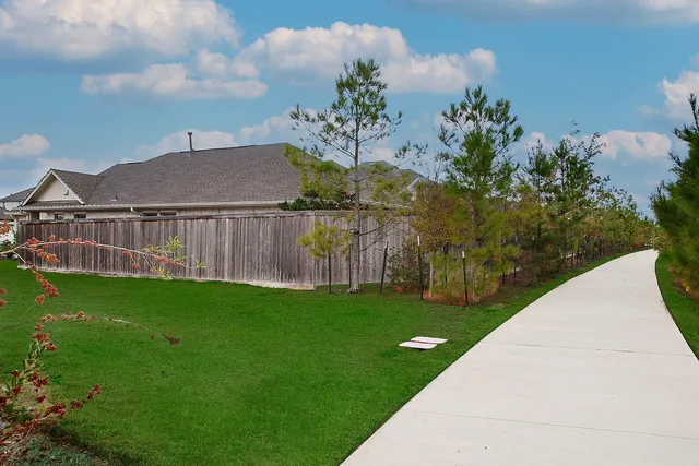 a view of a garden with a fountain
