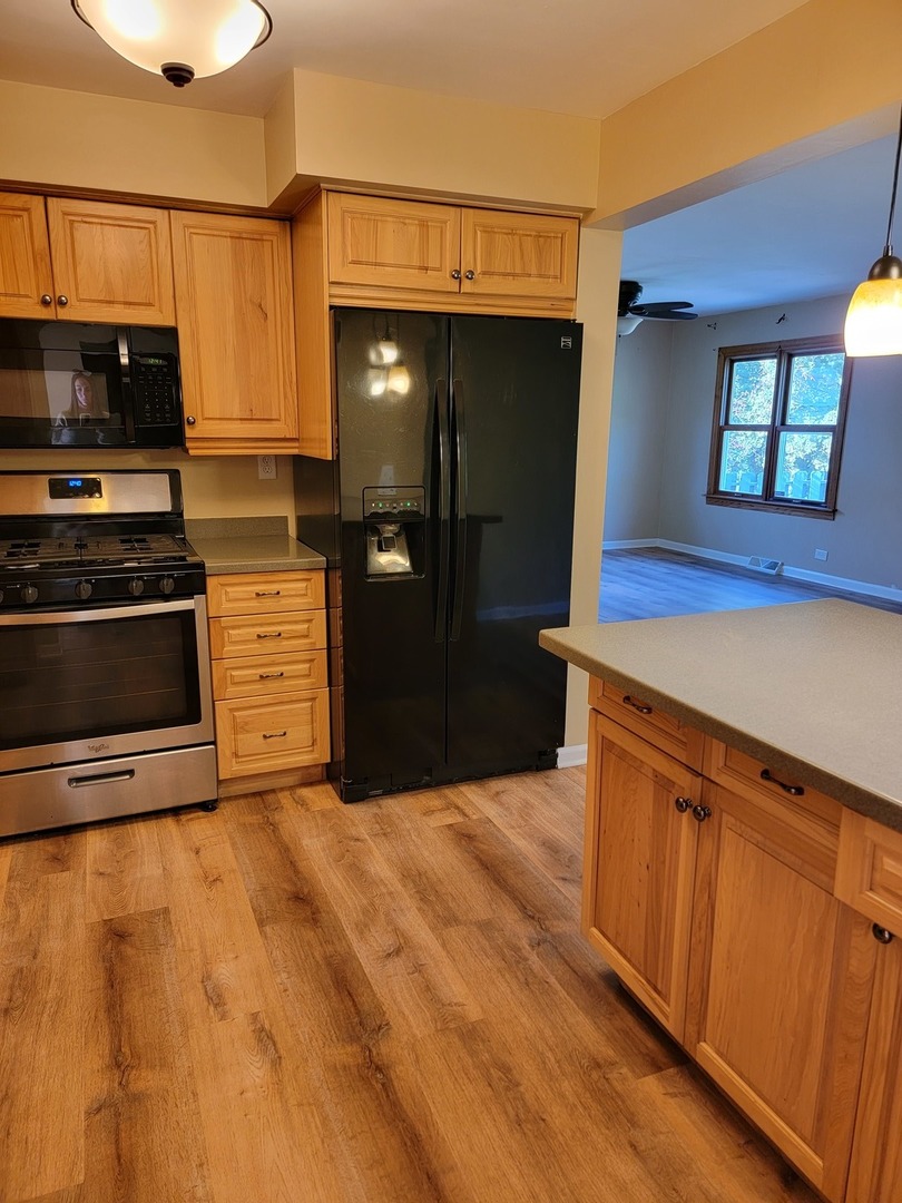 508 Skyline Drive Fox River Grove, IL 60021 - Photo 14 of 24 a kitchen with stainless steel appliances granite countertop a stove a sink and a microwave