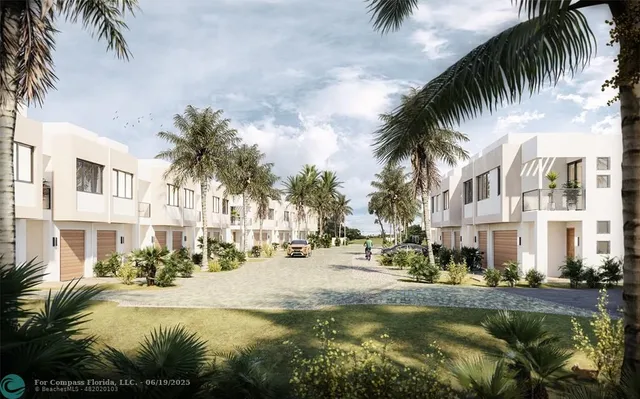 a view of a yard with palm trees